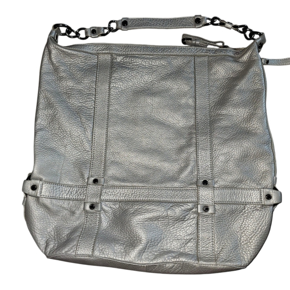 Kenneth Cole Reaction Large Silver Leather Bag
